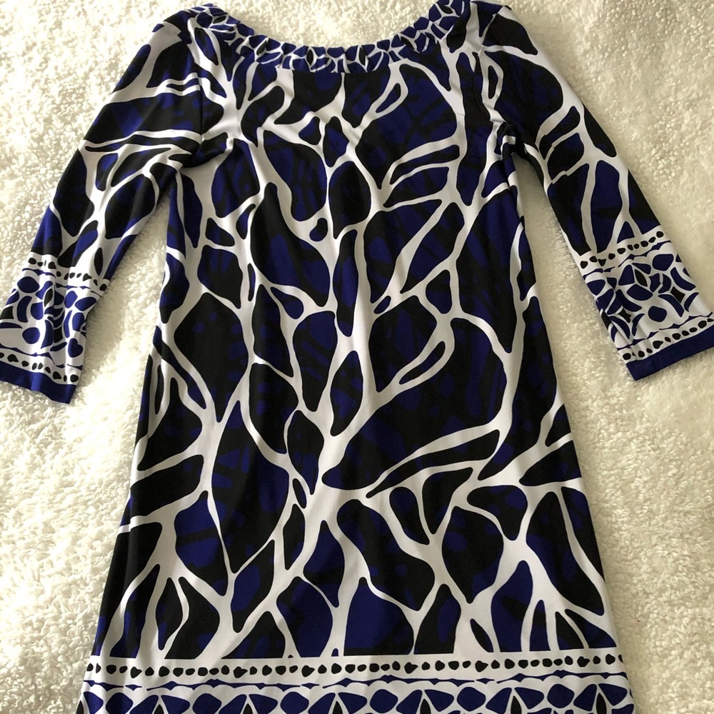 Blue and White Dress with Black accents 10